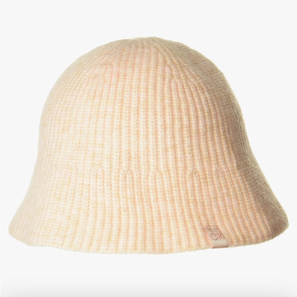 Calvin Klein Women's Soft Knit Essential Logo Ribbed Bucket Hat One Size NWT